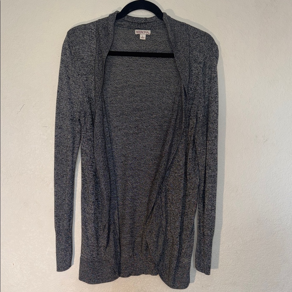Merona Heather Gray Open-Front Long Sleeve Cardigan